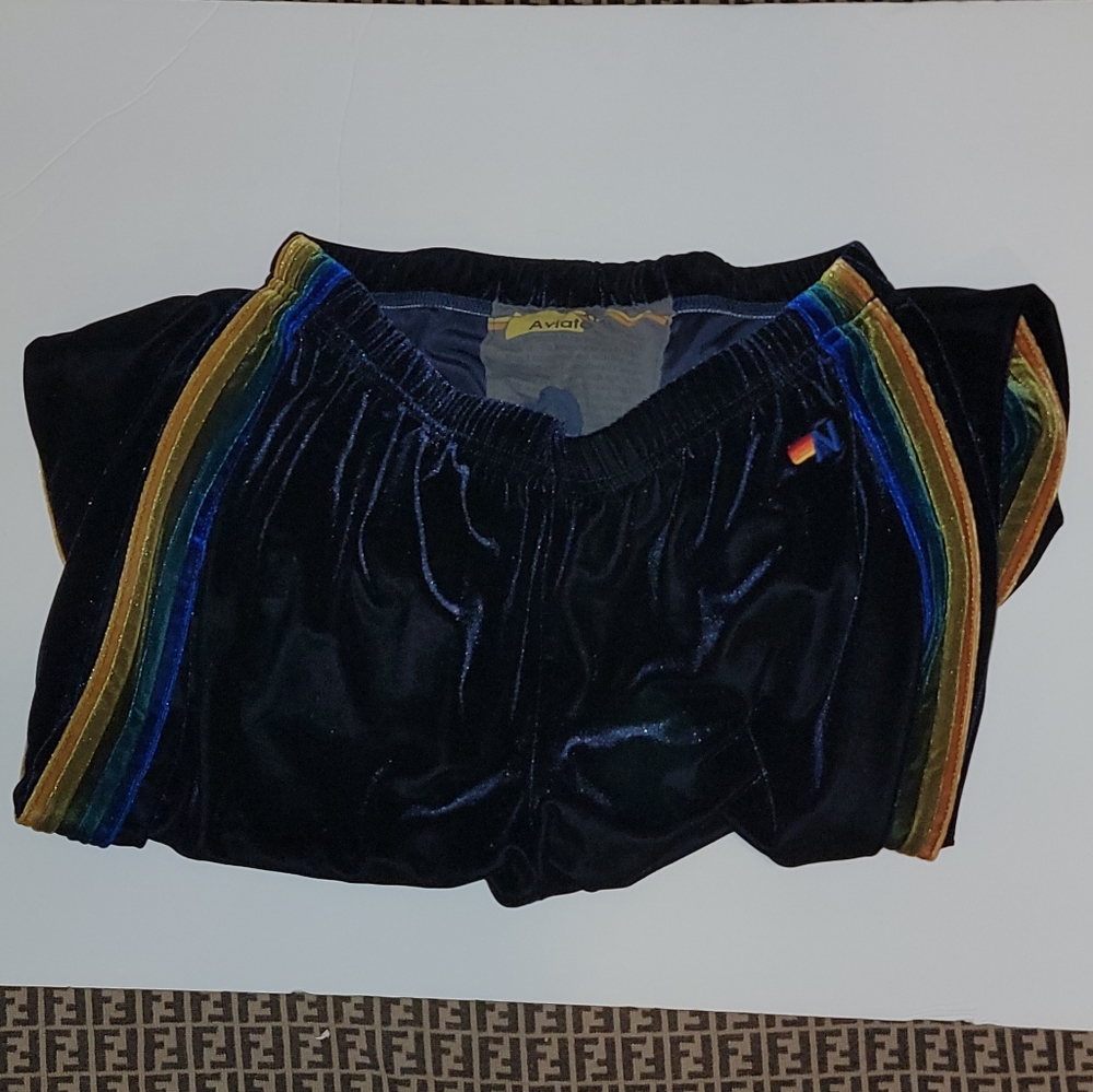 Aviator Nation Size Xl velour velvet sweatpants extra large RARE blue green Pant - Picture 12 of 12